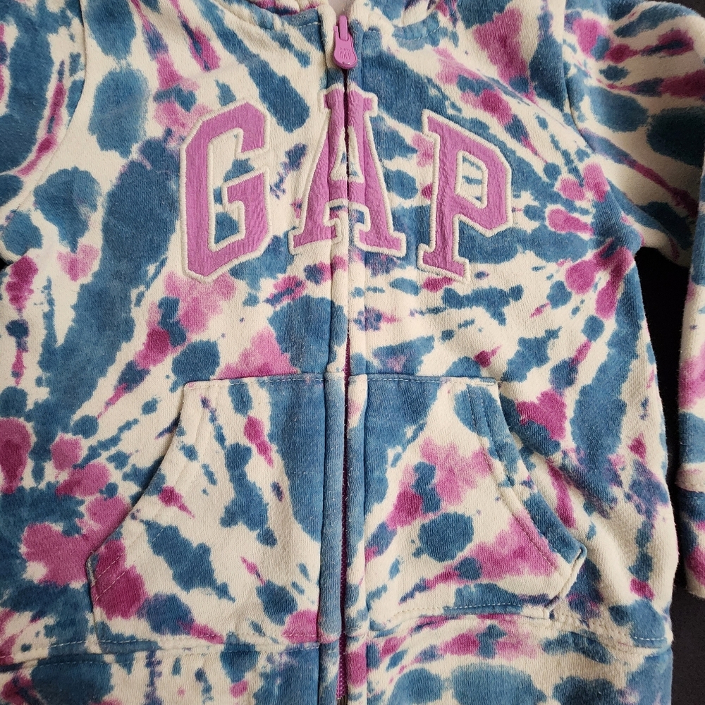 Baby Gap Logo Print Zip Hoodie Pink Blue White Girls 3 Years - Picture 4 of 8